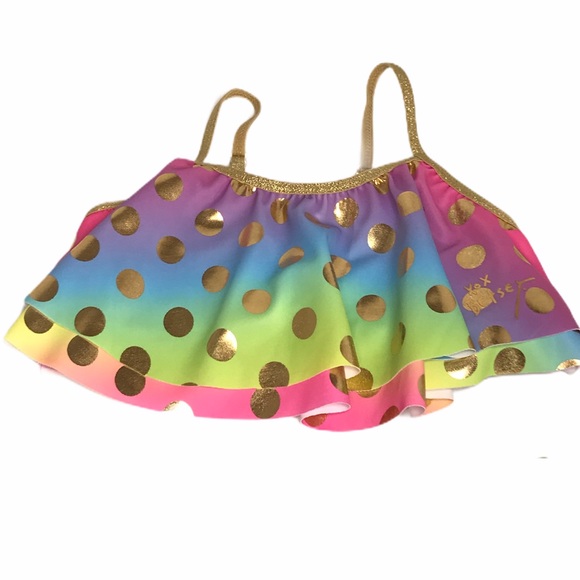 Betsey Johnson Rainbow Polka Dot Bikini, Girls 5 - Picture 2 of 11